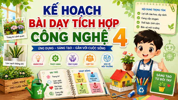 Kế hoạch bài dạy tích hợp Công nghệ 4 - Khi khu vườn nhỏ trước sân trường trở thành phòng học đặc biệt